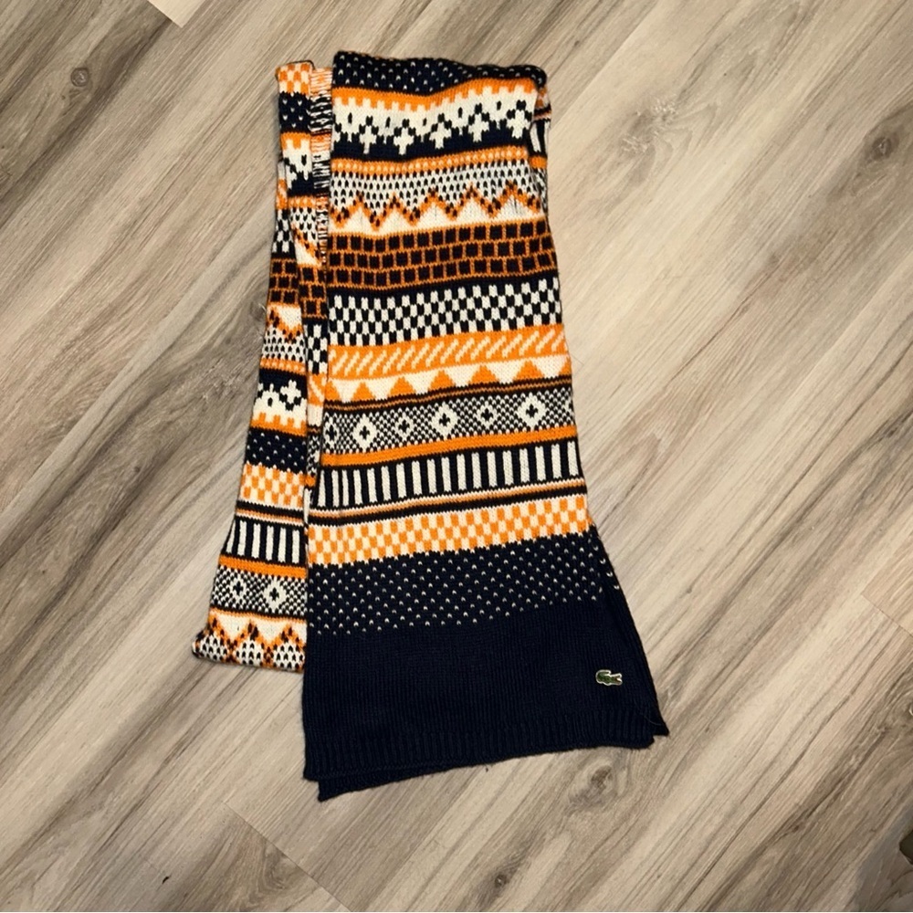 Lacoste Orange and Black Patterned Scarf